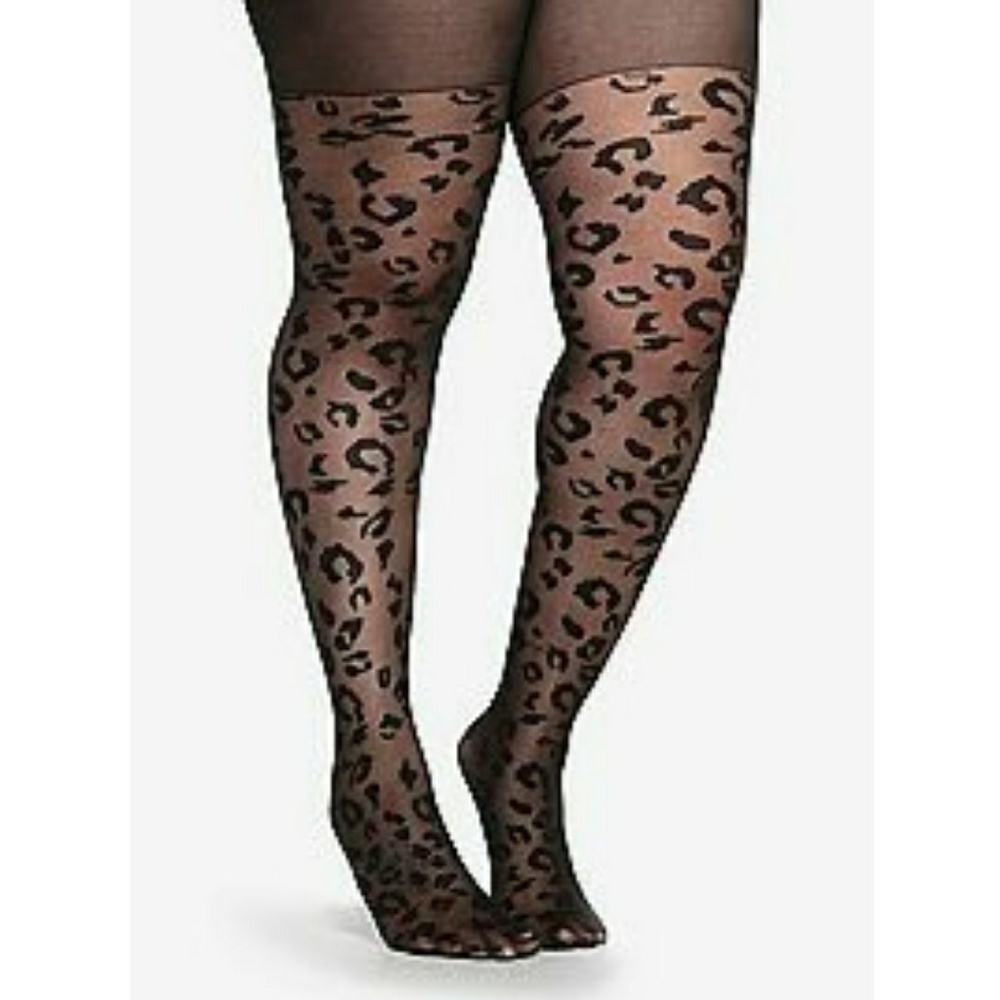 Torrid Black Leopard Print Tights